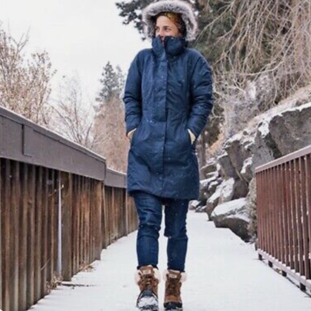 The North Face women Navy blue teal Down Artic parka Hy vent puffer jacket